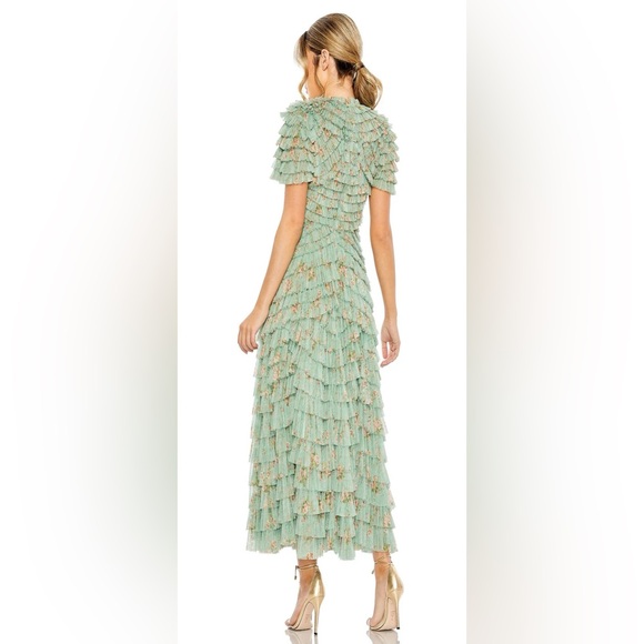 Mac Duggal 8014 Ruffled Short Sleeve A-line Dress - Picture 3 of 5